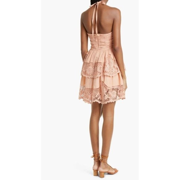 ULLA JOHNSON SAVANNAH RUFFLE COTTON BLEND AZALEA MINI DRESS sz 2 - Picture 3 of 5